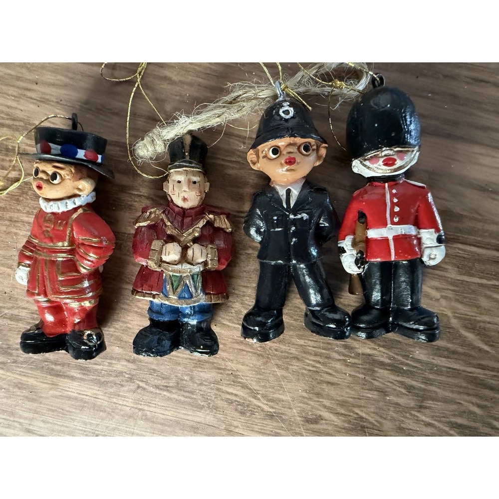 Vtg Harrodsburg London Gulliver Ornament Christmas People Figure Lot Of 4 Wooden